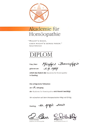2003 Diplom Akademie für Homöophathie